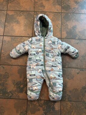 Wippette Olive Green Baby Jacket with Construction Label